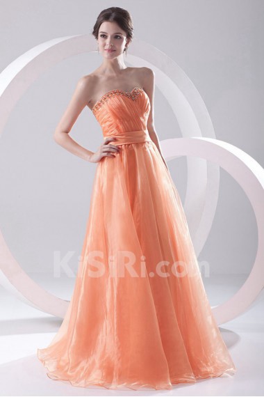 Organza Sweetheart A Line Beaded Dress