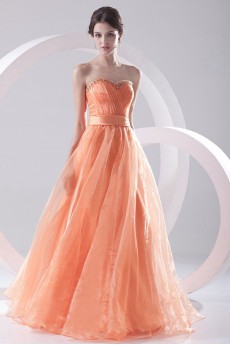 Organza Sweetheart A Line Beaded Dress