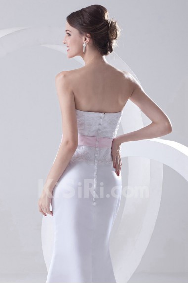 Satin Strapless Mermaid Floor Length Dress with Sash