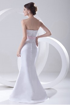 Satin Strapless Mermaid Floor Length Dress with Sash