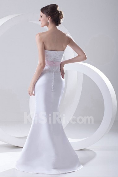 Satin Strapless Mermaid Floor Length Dress with Sash