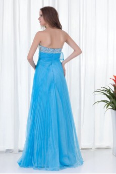 Organza Strapless Empire Floor Length Dress with Embroidery