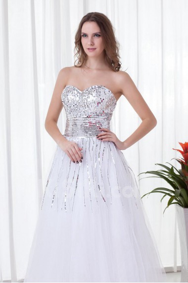 Organza Sweetheart A Line Floor Length Dress with Sequins