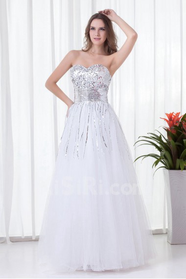 Organza Sweetheart A Line Floor Length Dress with Sequins