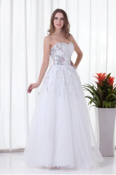 Organza Sweetheart A Line Floor Length Dress with Sequins