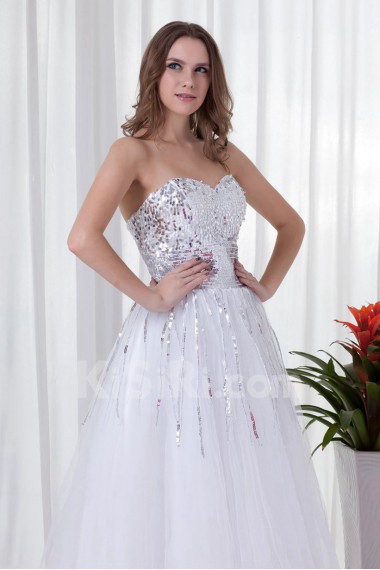 Organza Sweetheart A Line Floor Length Dress with Sequins