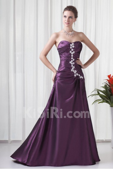 Taffeta Sweetheart A Line Floor Length Dress with Embroidery