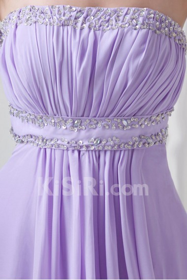 Chiffon Strapless Empire Floor Length Dress with Embroidery