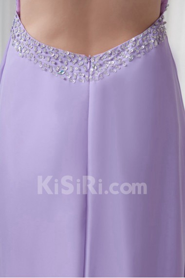 Chiffon Strapless Empire Floor Length Dress with Embroidery