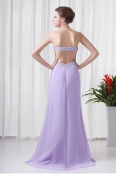 Chiffon Strapless Empire Floor Length Dress with Embroidery