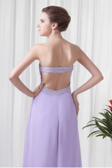 Chiffon Strapless Empire Floor Length Dress with Embroidery