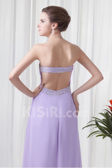 Chiffon Strapless Empire Floor Length Dress with Embroidery