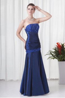 Taffeta Strapless Sheath Floor Length Dress with Embroidery