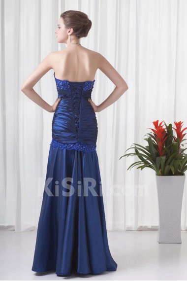 Taffeta Strapless Sheath Floor Length Dress with Embroidery