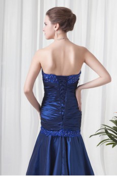 Taffeta Strapless Sheath Floor Length Dress with Embroidery