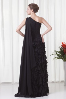 Chiffon Asymmetrical Column Floor Length Dress