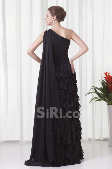 Chiffon Asymmetrical Column Floor Length Dress