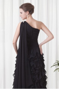 Chiffon Asymmetrical Column Floor Length Dress