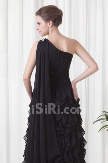 Chiffon Asymmetrical Column Floor Length Dress