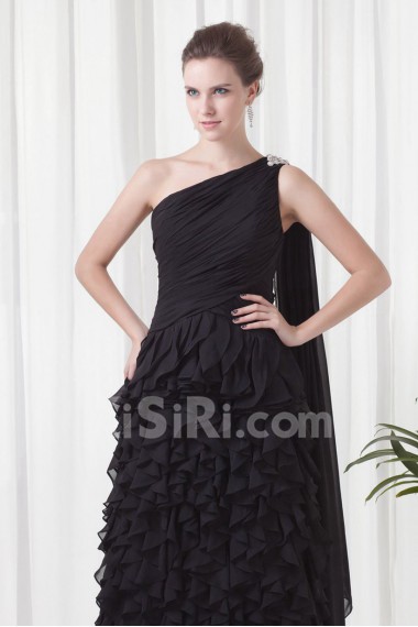 Chiffon Asymmetrical Column Floor Length Dress