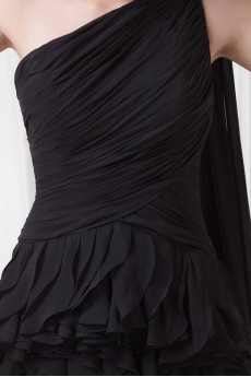 Chiffon Asymmetrical Column Floor Length Dress