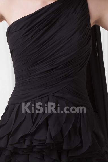 Chiffon Asymmetrical Column Floor Length Dress