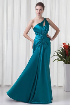 Satin Asymmetrical Column Floor Length Dress with Sequins