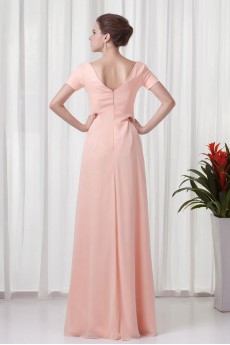 Chiffon Off-the-Shoulder Column Floor Length Short Sleeves Dress