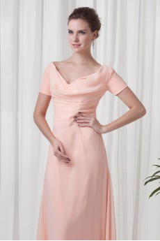 Chiffon Off-the-Shoulder Column Floor Length Short Sleeves Dress