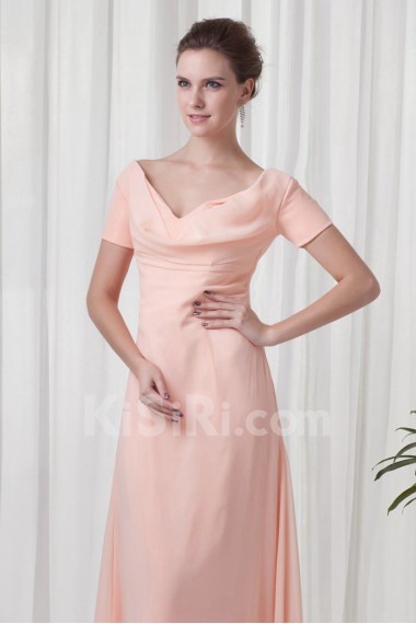 Chiffon Off-the-Shoulder Column Floor Length Short Sleeves Dress