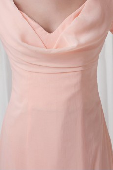 Chiffon Off-the-Shoulder Column Floor Length Short Sleeves Dress