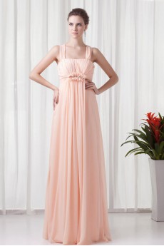 Chiffon Square Column Floor Length Dress with Sequins