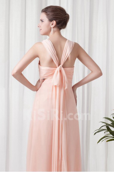 Chiffon Square Column Floor Length Dress with Sequins