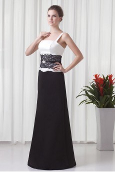 Satin Square Column Floor Length Lace Dress