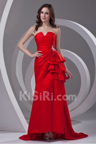 Satin Strapless Sheath Dress with Sequins