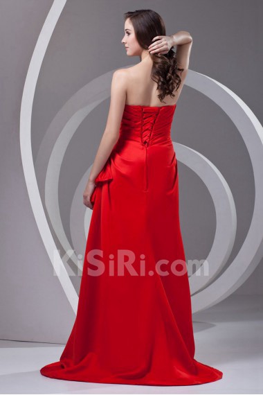 Satin Strapless Sheath Dress with Sequins