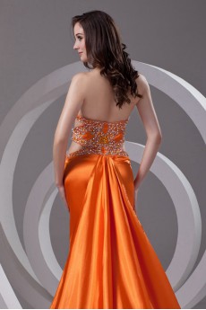 Satin Column Dress with Sequins