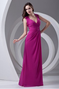 Chiffon V Neckline Column Dress