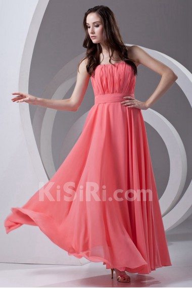 Chiffon Strapless Column Dress with Sash