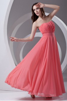 Chiffon Strapless Column Dress with Sash