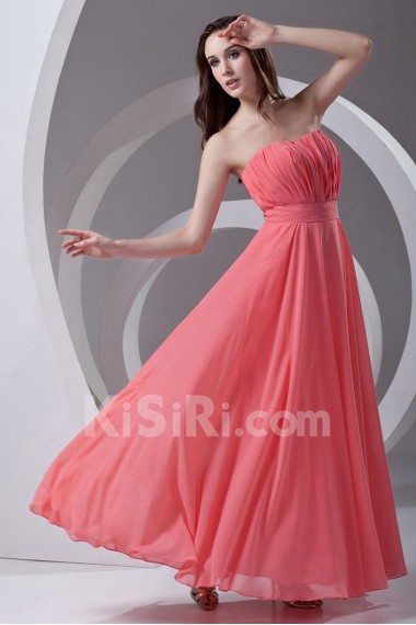 Chiffon Strapless Column Dress with Sash