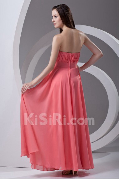 Chiffon Strapless Column Dress with Sash