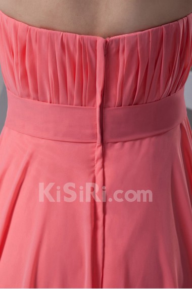 Chiffon Strapless Column Dress with Sash