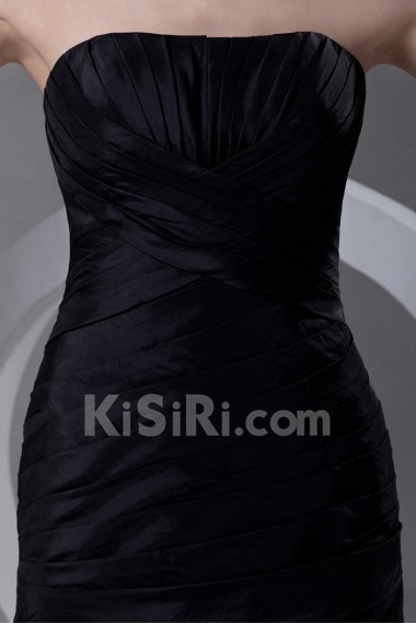 Taffeta Strapless Sheath Dress with Crisscross Ruched Bodice