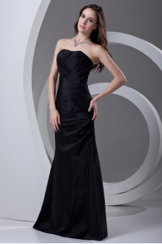 Taffeta Strapless Sheath Dress with Crisscross Ruched Bodice