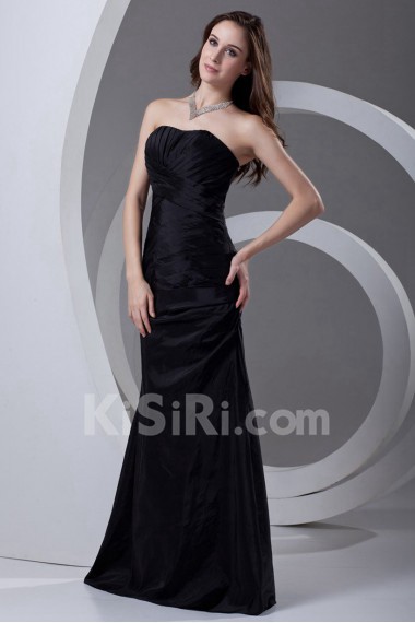 Taffeta Strapless Sheath Dress with Crisscross Ruched Bodice