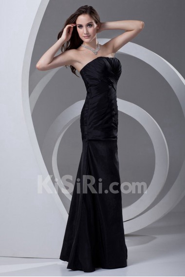 Taffeta Strapless Sheath Dress with Crisscross Ruched Bodice