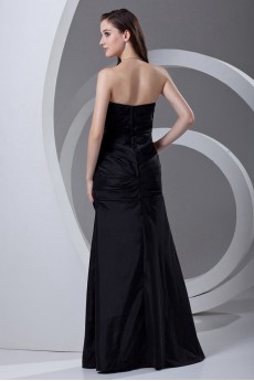 Taffeta Strapless Sheath Dress with Crisscross Ruched Bodice