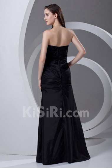 Taffeta Strapless Sheath Dress with Crisscross Ruched Bodice