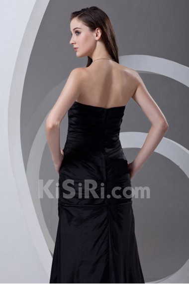 Taffeta Strapless Sheath Dress with Crisscross Ruched Bodice